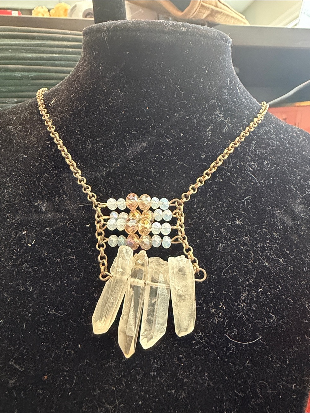 Hand made Quartz and beaded necklace